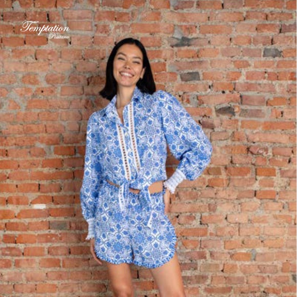 Temptation Positano Nocella Button Up in Summer Blue - Picture 2 of 2